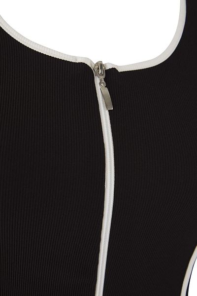 Trendyol Curve Teen Black Contrast Piping Detailed Fitted/Fitted Zipper Collar Stretchy Knitted Blouse