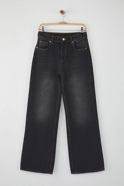 Trendyol Collection Black More Sustainable High Waist Wide Leg Jeans Twoaw26Je00077