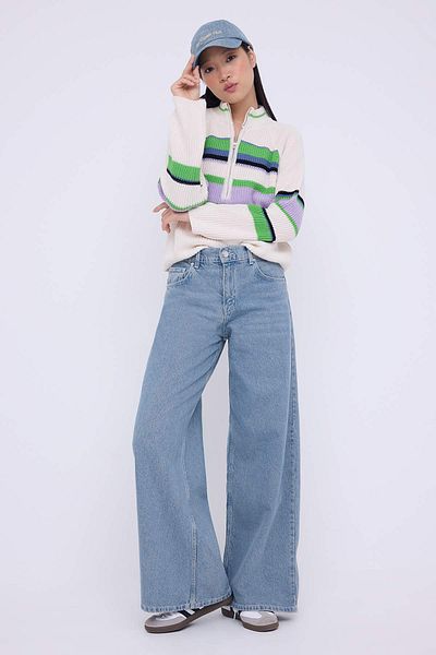 Trendyol Collection Teen Gray High Waist Wide Leg Wide Leg Palazzo Jeans Twoaw26Je00065