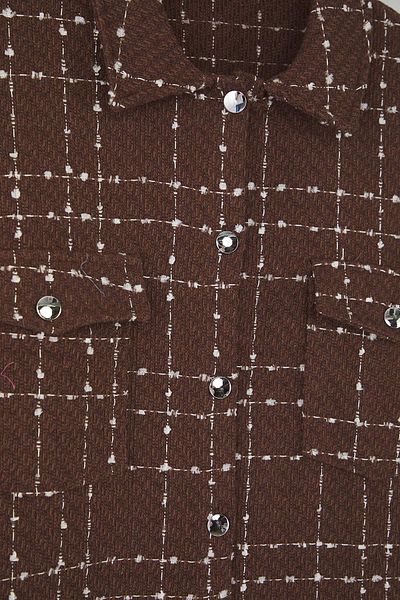 Trendyol Curve Brown Tweed Long Sleeve Winter Woven Plus Size Shirt/Coat Tbbaw23Ax00009