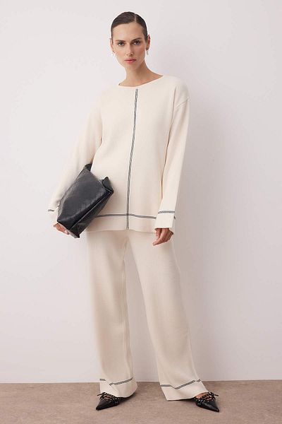 Trendyol Modest Ecru Stitch Detailed Knitwear Bottom-Top Set Tctaw26Us00001