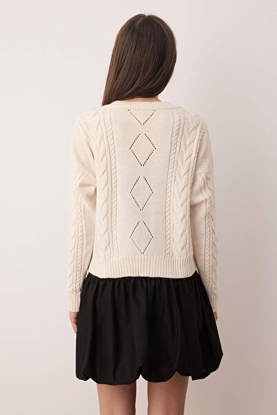 Trendyol Collection Kamenná stužková květinová výšivka pletený kardigan TWOAW26HI00032