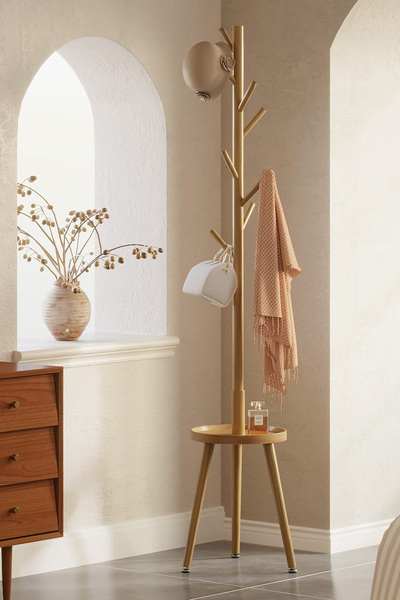 Digithome Bambu Portmanto Askılık Vestiyer Tablalı 8'li Ayaklı Askılık Ahşap ...