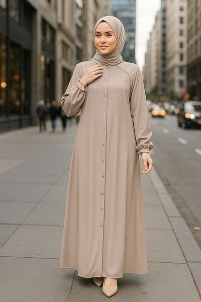 Neva Style حجاب بيج - زر، موديل 45275BEIGE