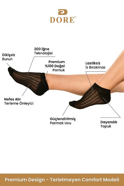 Dore Original Non-Sweating 1 Pair Invisible Sports Shoes Sneaker Premium Cotton Comfort Model Booties Socks