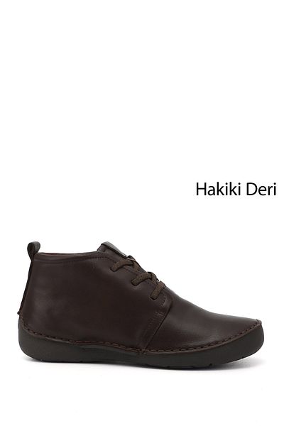 GÖNDERİ(R) Cizme confortabile din piele naturală cu șireturi maro pentru femei/fete