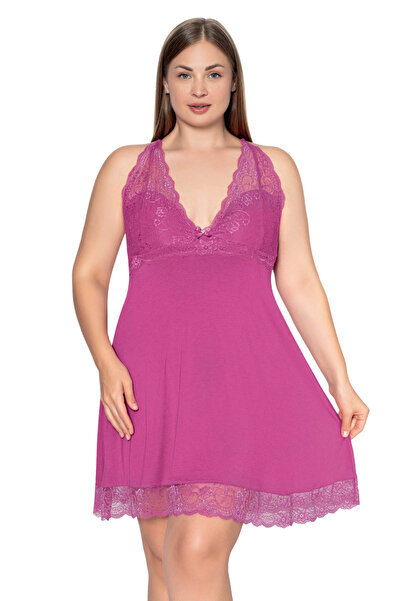 Cotpark Kadın Büyük Beden Viskon Kumaş Ayarlanabilir İp askılı Dantel Detaylı...