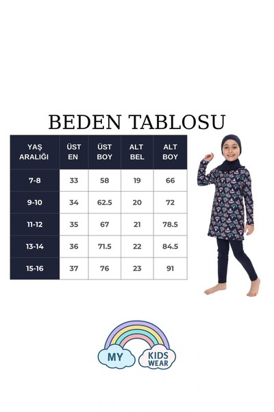 My Kids Wear Girl's Hijab Swimsuit Set 7-16 Years 11459