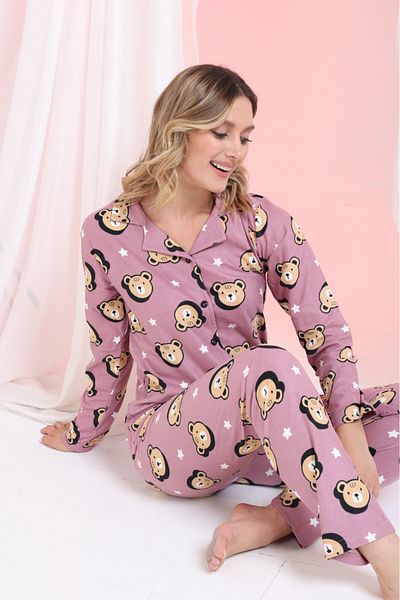 MEBA Women's Winter Suede Velvet Pajamas Set with Front Buttons