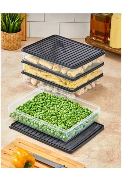 VİZYON Refrigerator Organizer Set Refrigerator Organizer Storage Container Diffuse Compatible Storage Container Set
