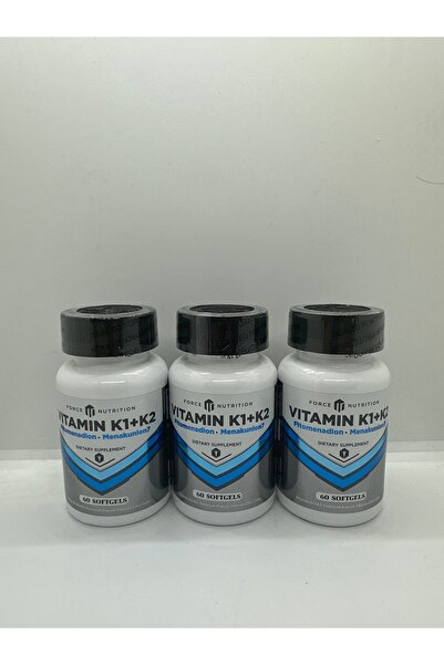 Force Nutrition فورسينوتريشن فيتامين ك1 ك2 - 60 قرص كبسولة هلامية، 3 علب