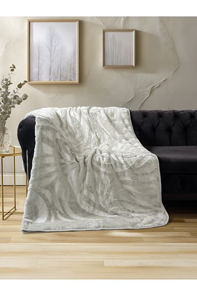Cotton Box Emboss Double Blanket Stone