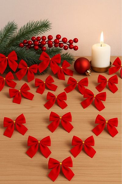BeySüS Ornament de Crăciun Pom de Pin Fundă 12 buc 5 cm