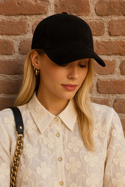 BAHELS Black Basic Suede Cap Hat