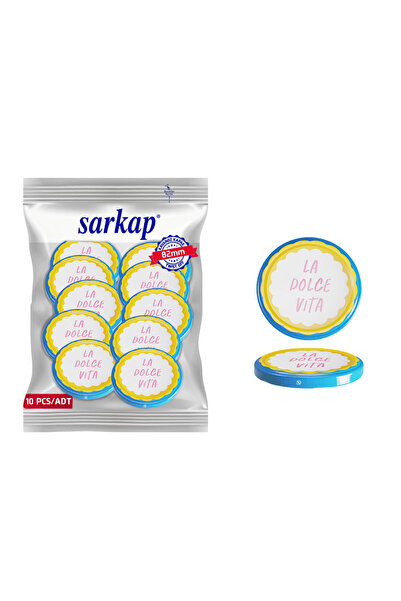 Sarkap Hijyenik Paketli 10 Adet Kavanoz Kapağı Dolce Vita Desenler 82 mm - La...
