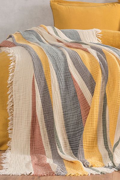 VAROL 4 Layer 100% Cotton Muslin Pique & Bedspread – 230X250 cm