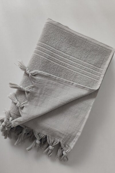 Sevim Πετσέτα Peshtemal 100% βαμβακερή 90x170cm - Πετσέτα παραλίας & πισίνας - Ανοιχτό γκρι