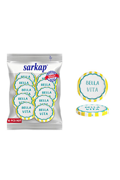 Sarkap Hijyenik Paketli 10 Adet Kavanoz Kapağı Dolce Vita Desenler 82 mm - Be...