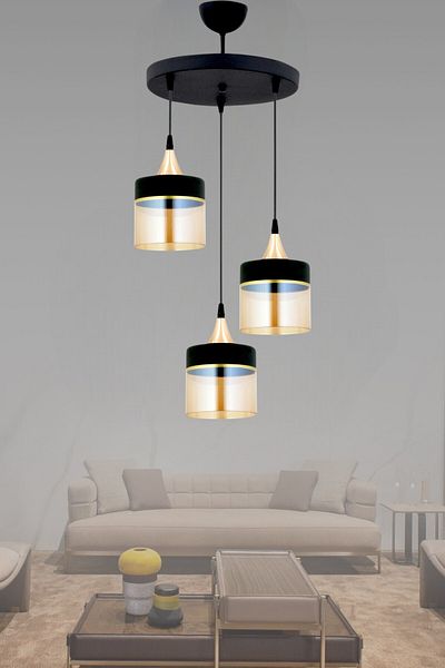 ESSLİGHT Nazlı 3-Piece Pendant Lamp Chandelier Living Room Kitchen Young Room Bedroom Office