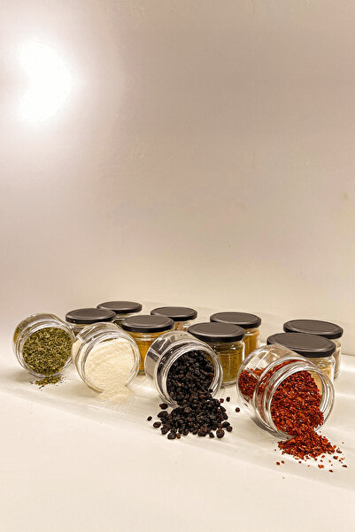 Sarkap Home 12'li 425 ml Mat Siyah Kapaklı Shrinkli Baharatlık Kavanoz