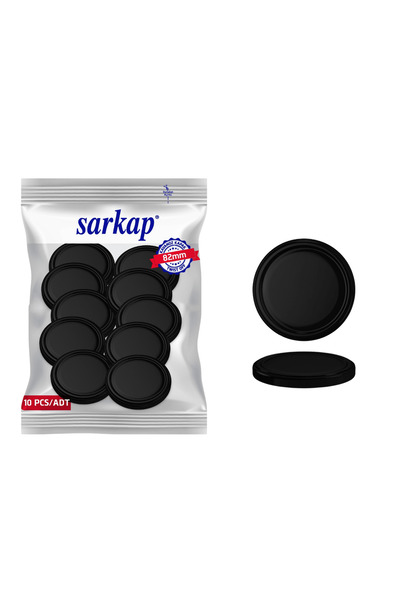 Sarkap Hijyenik Paketli 10 adet Kavanoz Kapağı – Mat Siyah – 82 mm