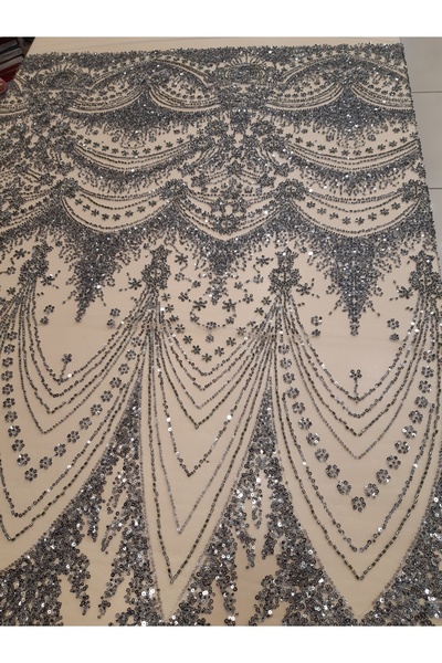 Safir Kumaş Yeni Sezon Pano Desen Taş ve Pul işlemeli Dantel 2.20 Metre (Astar Dahil)