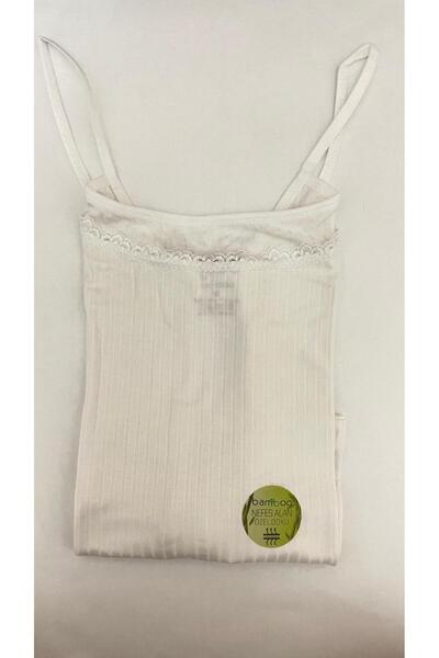 Anıt Bamboo Kadın Dantel Detaylı Konforlu Beyaz Atlet 2859