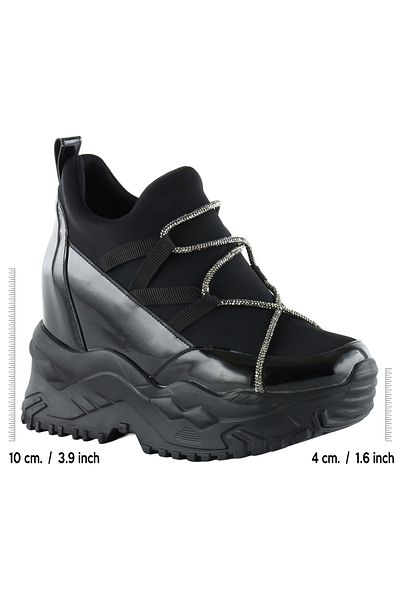 Erkan Saçmacı Mevira Black Chain Hidden Wedge Sneakers