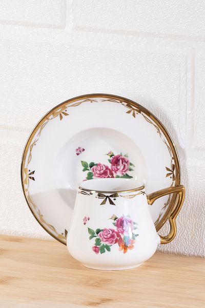 Porsima 3190 Grace 12 Piece Gilded Porcelain Turkish Coffee Cup Set