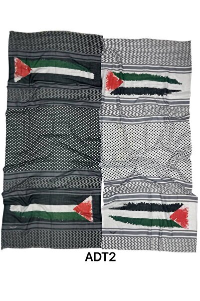 ALADİYAR Şal Paşmina cu franjuri lungi cu model Pusie palestinian