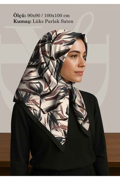 DESENİX وشاح منقوش بأوراق استوائية |   كريم الأرضية |   90x90 - 100x100 سم | ...