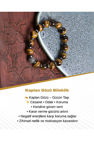 Saff Doğal Taş Sertifikalı Kaplan Gözü Bileklik – Gümüş Detaylı