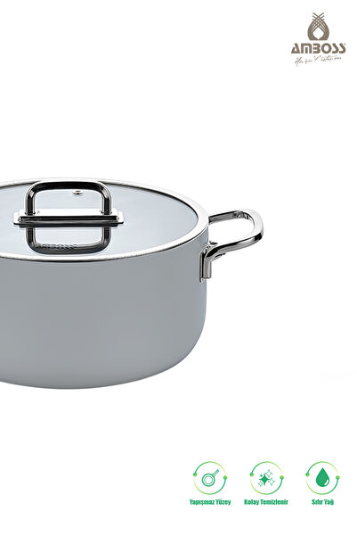 Amboss 5 Piece Ideal Fireproof Nonstick Ceramic Cookware Pan Set – Gray