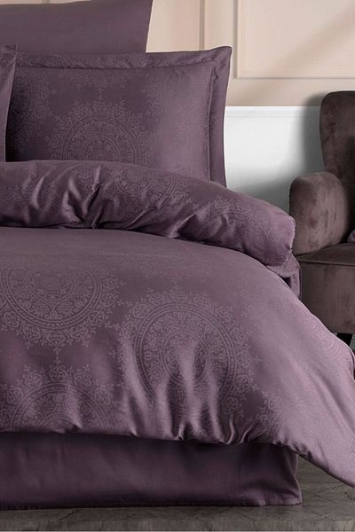 VAROL Liyosel Jacquard Duvet Cover Set King Size - Nothingham Plum