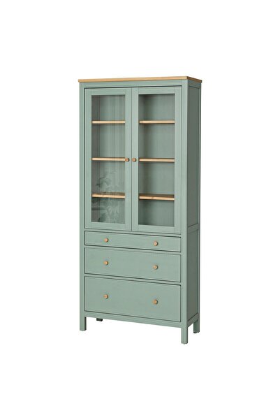 IKEA vitrin, gri-yeşil-açık kahverengi, 90x197 cm