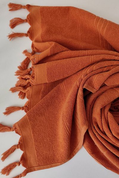 Sevim 100% Cotton Towel Peshtemal 90X170Cm - Beach & Pool Towel - Terra