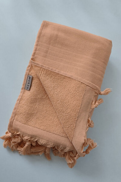 Sevim 100% Cotton Beach Towel - Soft Towel Peshtemal 90X170Cm - Salmon