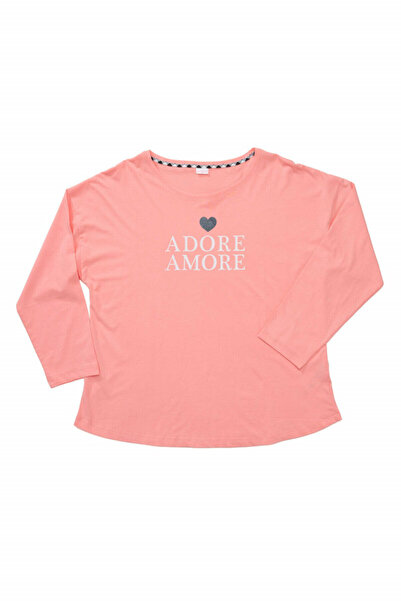 VİENETTA Amore cotton pajamas, big size, peach pink