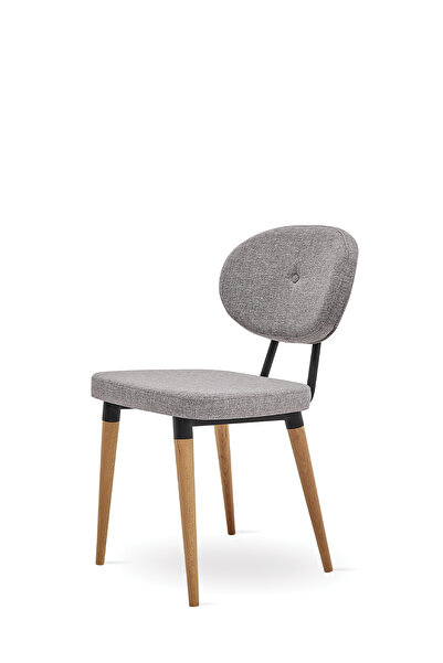 Enza Home Palladio Sandalye, Keten Dokulu Kumaş - Koyu Gri