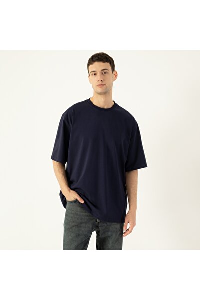 Unisex Oversize Bisiklet Yaka T-shirt