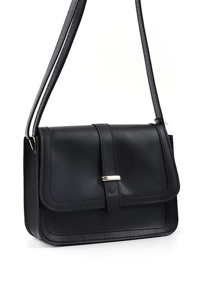 SHAKA Black Shk127 Faux Leather Hand, Arm and Shoulder Bag with Internal Zipper Pocket and Snap Closure L:17 W:22 W:7 cm