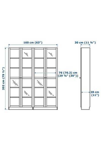 IKEA cam kapaklı kitaplık, yeşil, 160x30x202 cm