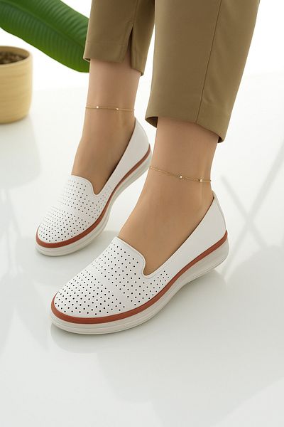Dr. Happy Women's White Orthopedic Casual Shoes – Perforated, Non-Slip Sole, Comfortable Fit