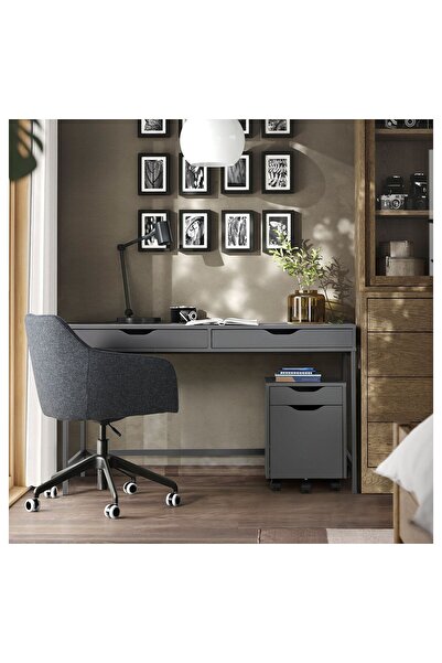 IKEA çalışma masası, koyu gri, 132x58 cm