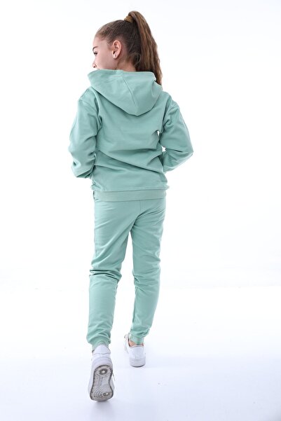 ZUZUNGA Basic kapucnis 2 szálas emelt kenguru zsebes gyerek tréningruha szett 3-10 éves korig Khaki