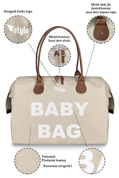 Stylo Baby Bag Printed Single Mother Baby Care Shoulder Bag - Mink