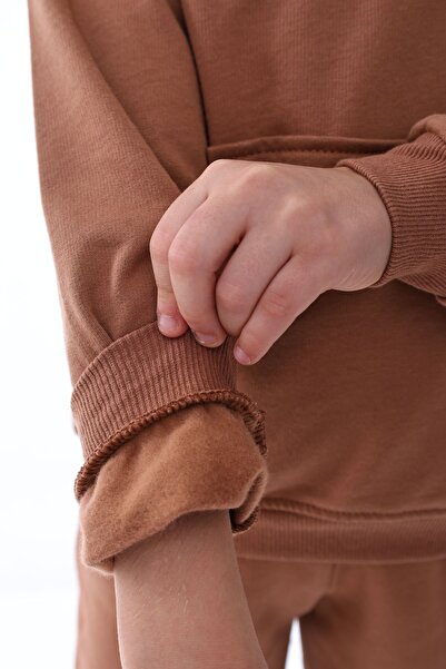 ZUZUNGA Basic Hooded 2 Thread Raster Kangaroo Pocket Παιδική φόρμα 3-10 ετών Χακί