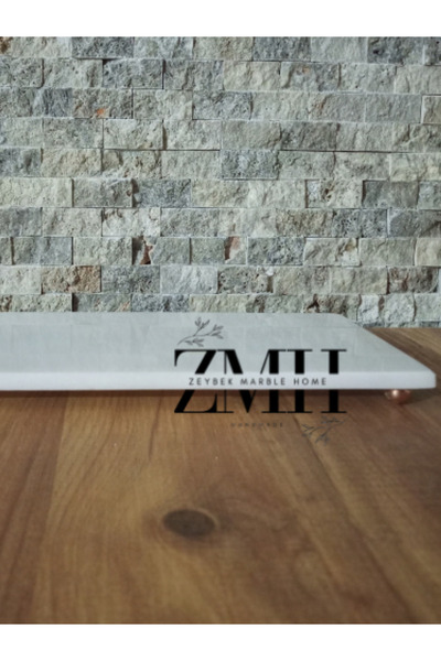 Zeybek Marble Real Thin Marble Ball Footed Presentation Plate