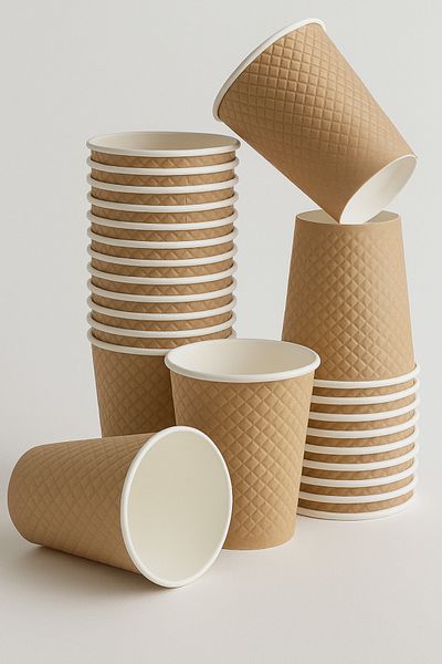 alenked Kraft Cups Double Wall with Baklava Pattern 8 oz - 50 Units