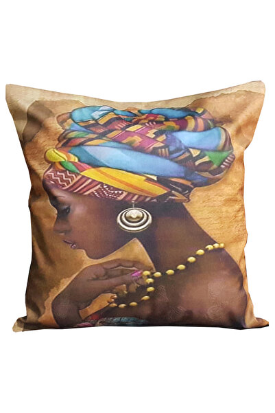 Mrs.Gugar غطاء وسادة أفريقي مع غطاء رأس بني